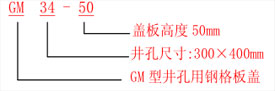 GM 型井孔鋼格板蓋板型號說明 GM 型井孔鋼格板蓋板型號說明